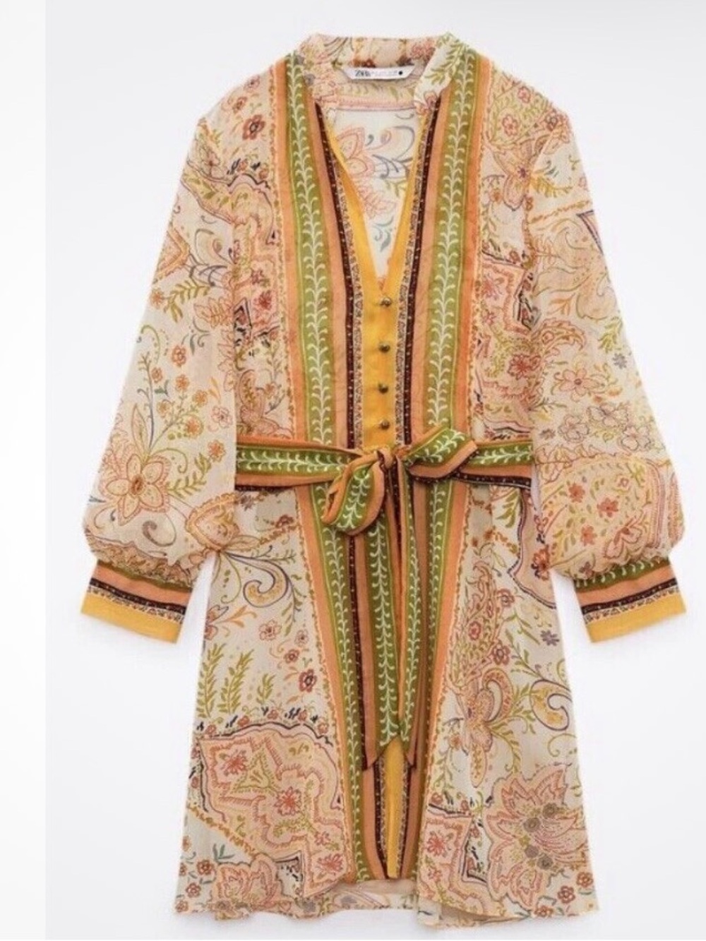 ZARA Multicoloured Paisley Print Shirt Dress Size Large